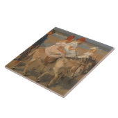 Mädchen reiten Donkeys am Strand Fliese (Seite)