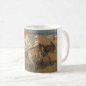 Mädchen reiten Donkeys am Strand Kaffeetasse (VorderseiteRechts)