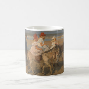Mädchen reiten Donkeys am Strand Kaffeetasse