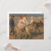 Mädchen reiten Donkeys am Strand Karte (Vorderseite/Rückseite Beispiel)