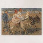 Mädchen reiten Donkeys am Strand Puzzle (Horizontal)