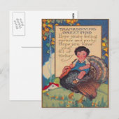 Mädchen reitet Truthahn Postkarte (Vorne/Hinten)