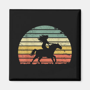 Mädchen Reitet Vintage Cowgirl Texas Ranch Magnet