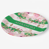 Mädchen Religiöse Feier Grün rosa Streifen Pappteller (Schrägansicht)