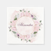 Mädchen religiöse Feier Rosa Rosen Serviette (Vorderseite)