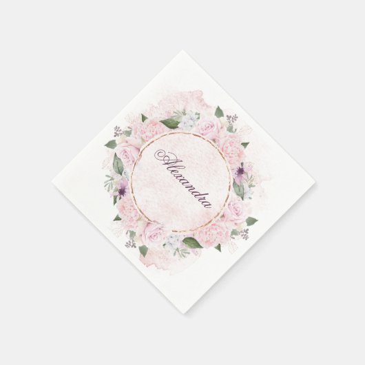 Mädchen religiöse Feier Rosa Rosen Serviette (Ecke)