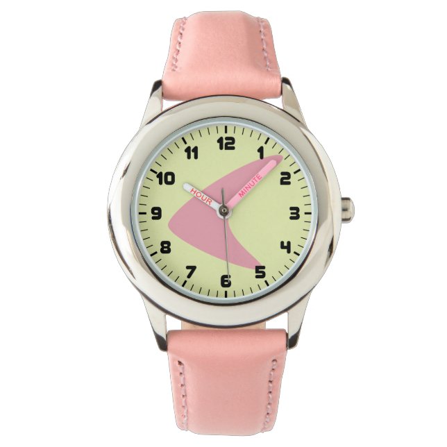 Mädchen Retro Boomerang Watch Armbanduhr (Vorderseite)