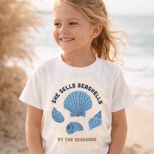 Mädchen Retro-Küsten-T-Shirt Sie verkauft Muscheln T-Shirt