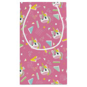 Mädchen Retro Rosa Einhorn Geburtstag Kleine Geschenktüte (Rückseite)