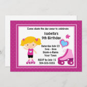 Mädchen-Rollen-Skaten-Geburtstags-Party Einladung (Vorne/Hinten)