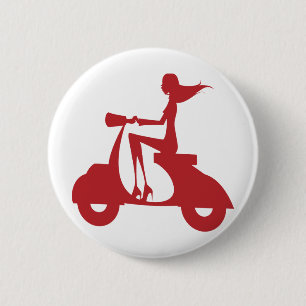 Mädchen Roller rot Button