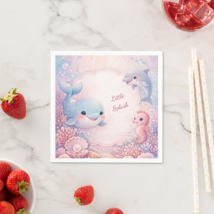 Mädchen Rosa Babyparty Ozeanparty Wal Delfin Serviette