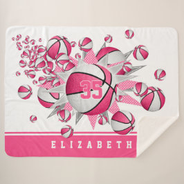 Mädchen rosa Basketballstars personalisiert Sherpadecke