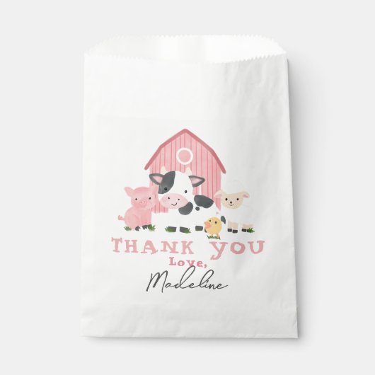Mädchen Rosa Bauernhof-Tier-Geburtstagsfeier Geschenktütchen (Vorderseite)