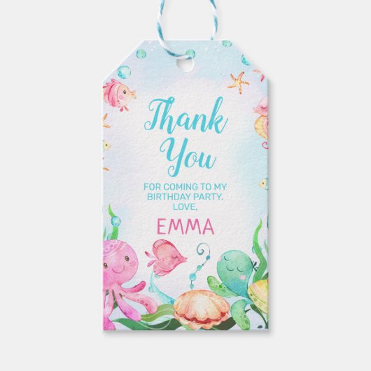 Mädchen rosa blau unter dem Meer Geburtstag Geschenkanhänger (Vorderseite)