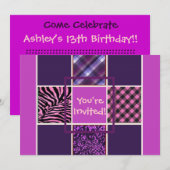 Mädchen-rosa Einladung (Vorne/Hinten)