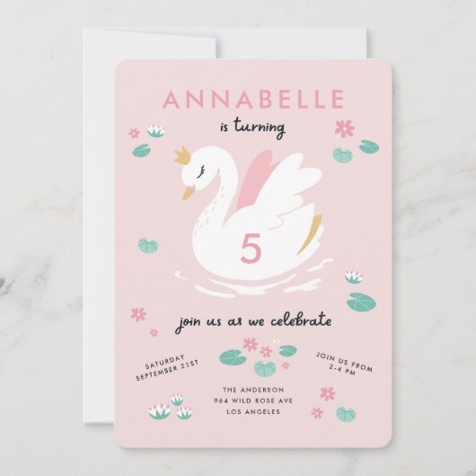 Mädchen-Rosa-Eleganz Einladung (Vorderseite)