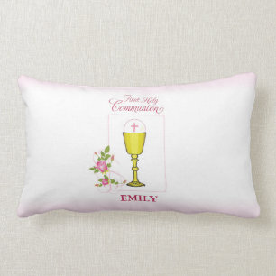 Mädchen-Rosa-erste heilige Kommunion, Chalice, Lendenkissen