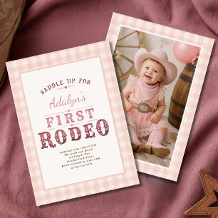 Mädchen Rosa Erstes Rodeo Foto 1. Geburtstag Einladung