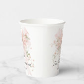 Mädchen Rosa Erstkommunion Blumen-Schleife Pappbecher (Rechts)
