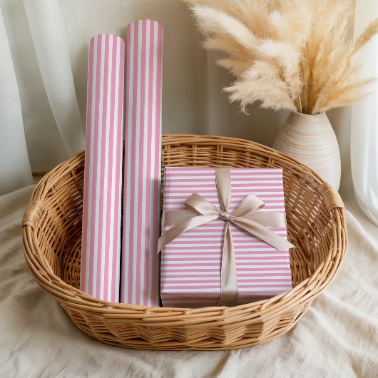 Mädchen Rosa Gestreifte Sommer Geburtstag Geschenkpapier