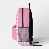 Mädchen Rosa Gingham-Muster personalisierter Name Bedruckter Rucksack (Rechts)