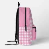 Mädchen Rosa Gingham-Muster personalisierter Name Bedruckter Rucksack (Links)