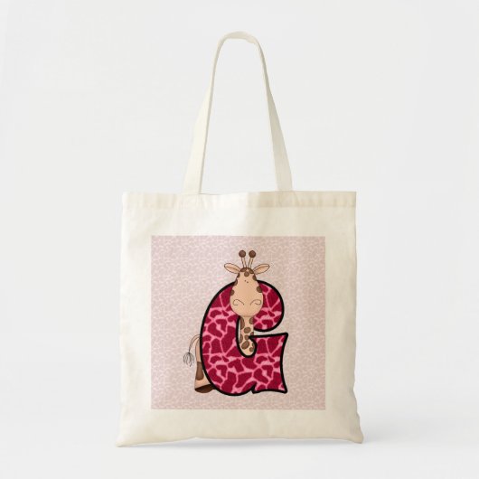 Mädchen Rosa Giraffe mit Buchstabe G Tragetasche (Vorne)