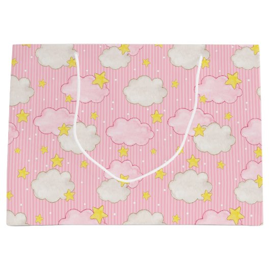 Mädchen Rosa Himmlische Wolken Große Geschenktüte (Vorderseite)