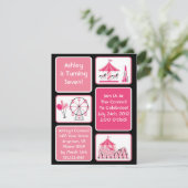 Mädchen-rosa Karnevals-Party Einladungen (Stehend Vorderseite)