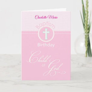 Mädchen Rosa Kind Gottes Taufe Herzlichen Glückwun Karte