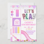 Mädchen Rosa Lila Glitter Lass uns Spielen Indoor Einladung (Vorderseite)