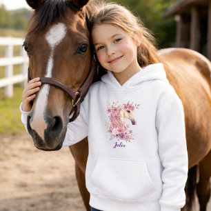 Mädchen Rosa Lila Süßes Pony Personalisiert Hoodie