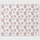 Mädchen Rosa Lila Whimsical Pony Blumen Geschenkpapier (Flach)