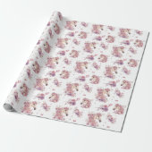 Mädchen Rosa Lila Whimsical Pony Blumen Geschenkpapier (Ungerollt)