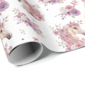 Mädchen Rosa Lila Whimsical Pony Blumen Geschenkpapier (Rolleneckpunkt)