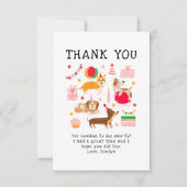 Mädchen Rosa Niedliches Party Hunde Geburtstag Dankeskarte (Vorderseite)