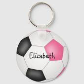 Mädchen rosa personalisierter Fußball-Schlüsselanh Schlüsselanhänger (Rückseite)