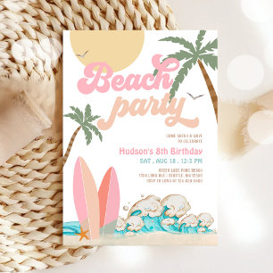 Mädchen Rosa Pfirsich Strandparty Geburtstag JEDES Einladung