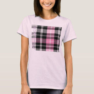 Mädchen-rosa reine Art-karierte Spitze T-Shirt