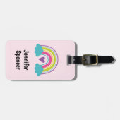 Mädchen Rosa Rosa Regenbogen Gepäckanhänger (Vorderseite horizontal)