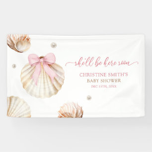 Mädchen Rosa Schleife Muschel Baby Shower Großes B Banner