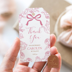 Mädchen Rosa Schleife Toile Teeparty Geschenkanhänger