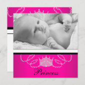 Mädchen Rosa Schwarze Prinzessin Geburtsankündigun Ankündigung (Vorne/Hinten)