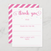 Mädchen rosa Skriptfüllung in der Leere Vielen Dan Mitteilungskarte (Vorne/Hinten)