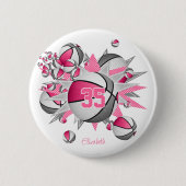 Mädchen rosa Sportgeschenke unter 10 Basketballsta Button (Vorderseite)