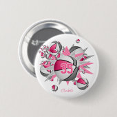 Mädchen rosa Sportgeschenke unter 10 Basketballsta Button (Vorne & Hinten)