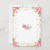 Mädchen-Rosa und Goldhäschen-Geburtstag mit Blumen Einladung (Rückseite)