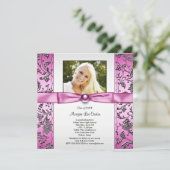 Mädchen Rosa und Schwarzes Foto Abschluss Einladung (Stehend Vorderseite)