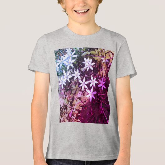 Mädchen Rosa und weiße Blume Tri-Blend Shirt (Vorderseite)